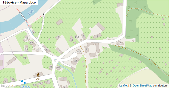 Těšovice - mapa obce