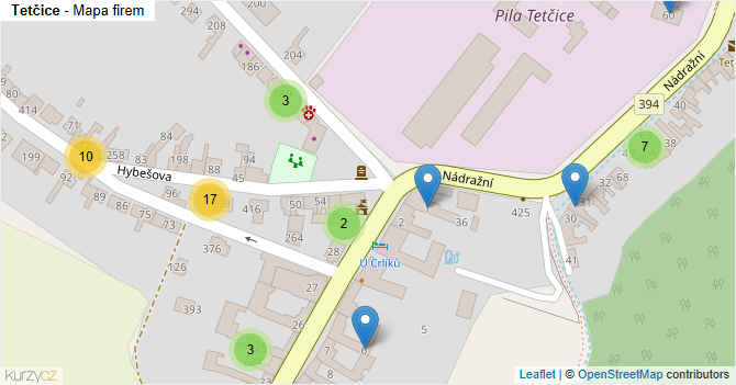 Tetčice - mapa firem