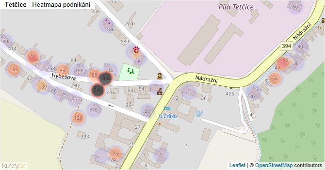 Tetčice - mapa podnikání