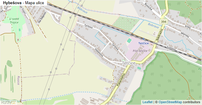Hybešova - mapa ulice