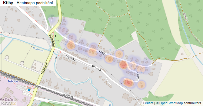 Křiby - mapa podnikání