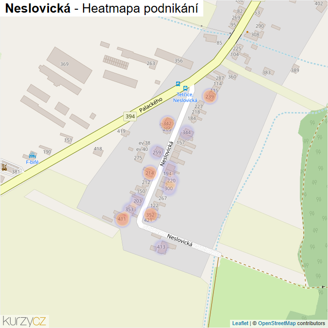 Mapa Neslovická - Firmy v ulici.