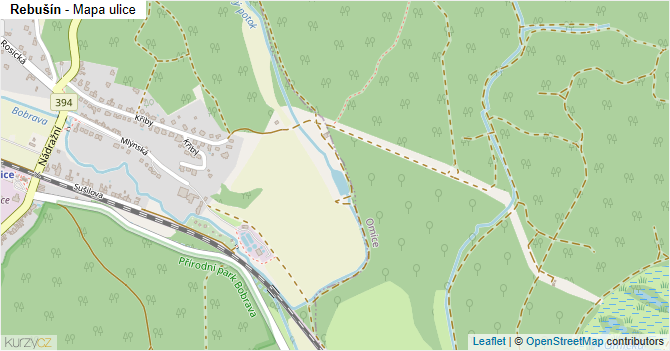 Rebušín - mapa ulice