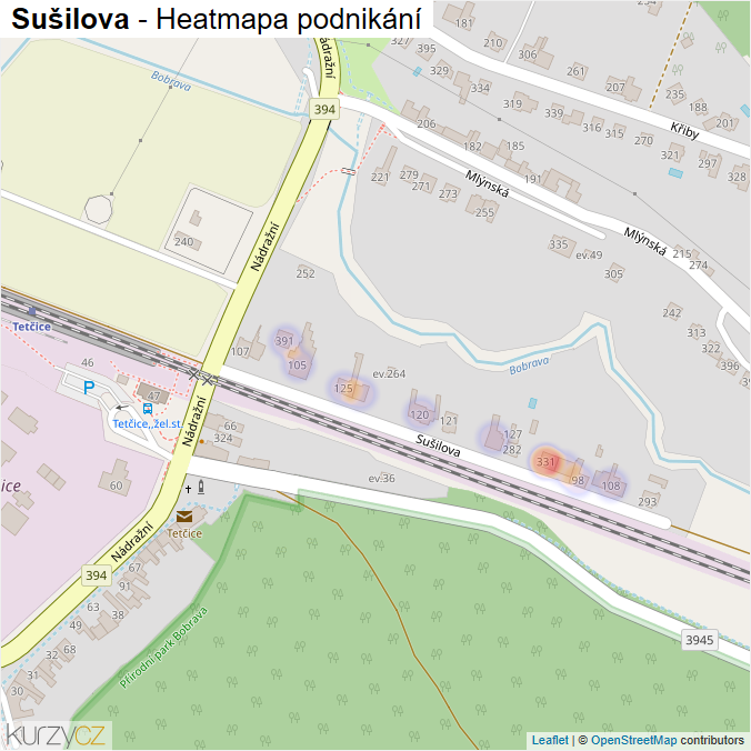 Mapa Sušilova - Firmy v ulici.