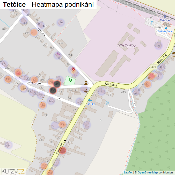 Mapa Tetčice - Firmy v části obce.