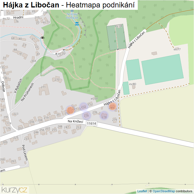 Mapa Hájka z Libočan - Firmy v ulici.