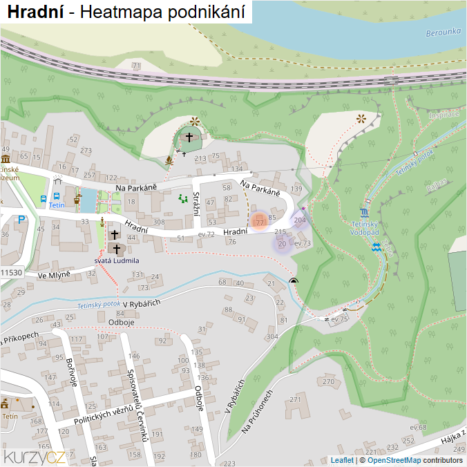 Mapa Hradní - Firmy v ulici.