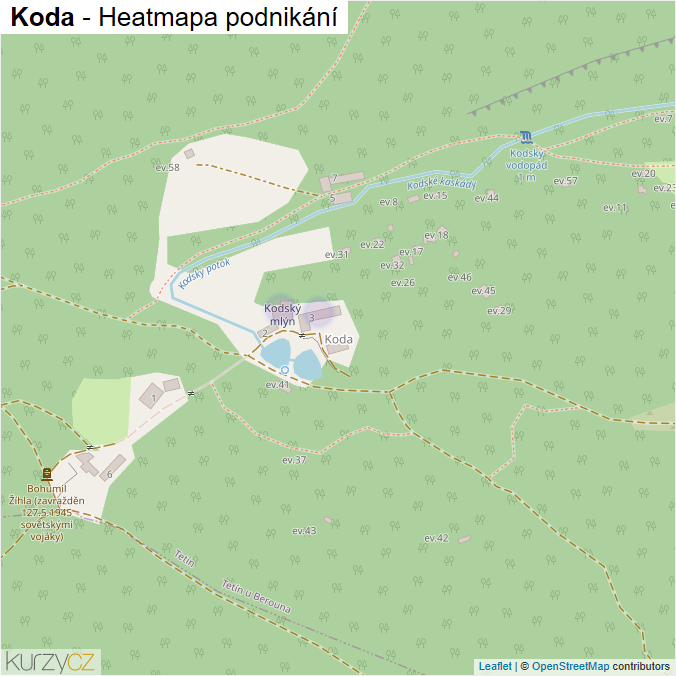 Mapa Koda - Firmy v části obce.
