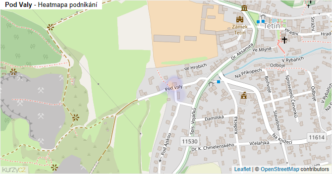 Pod Valy - mapa podnikání