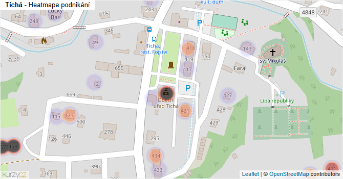 Tichá - mapa podnikání