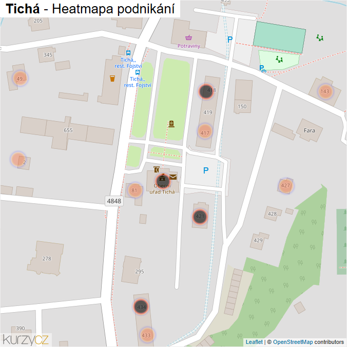 Mapa Tichá - Firmy v obci.