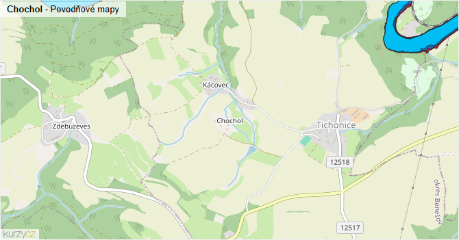 Chochol - záplavové mapy stoleté vody