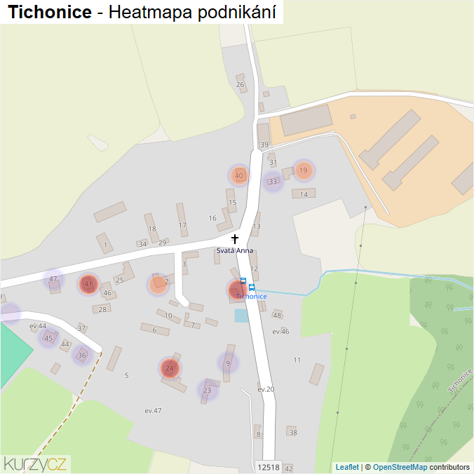 Mapa Tichonice - Firmy v části obce.