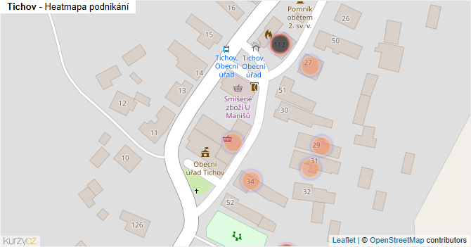 Tichov - mapa podnikání