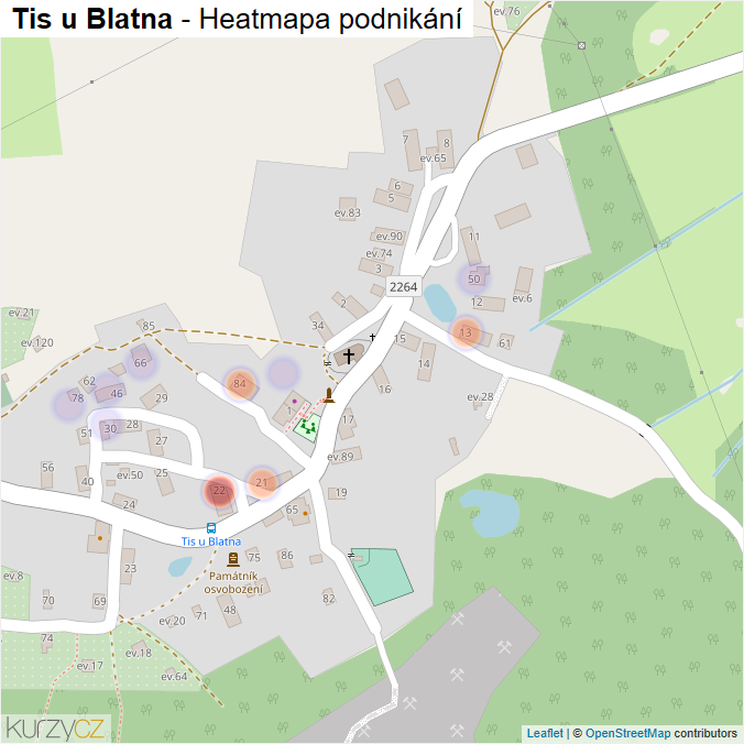 Mapa Tis u Blatna - Firmy v části obce.