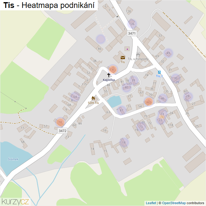Mapa Tis - Firmy v části obce.