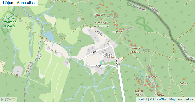 Rájec - mapa ulice