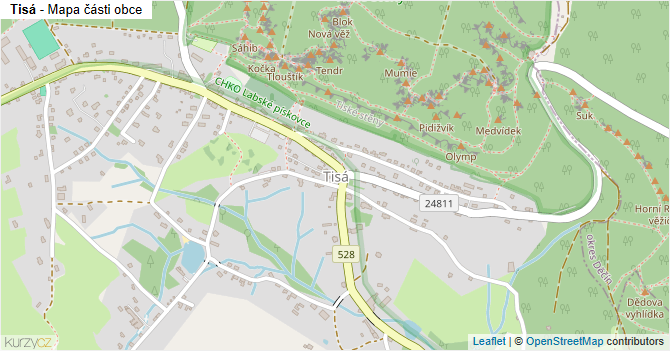 Tisá - mapa části obce
