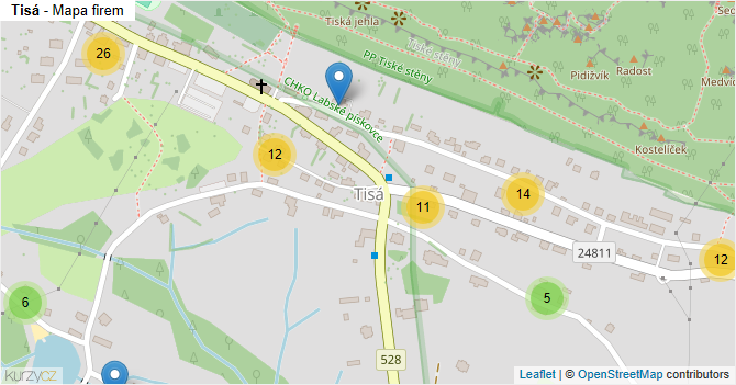 Tisá - mapa firem