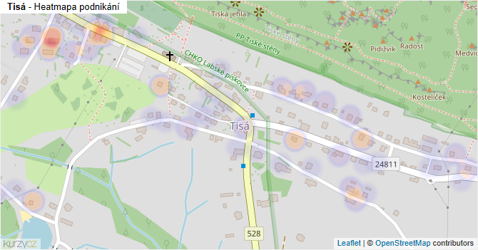 Tisá - mapa podnikání