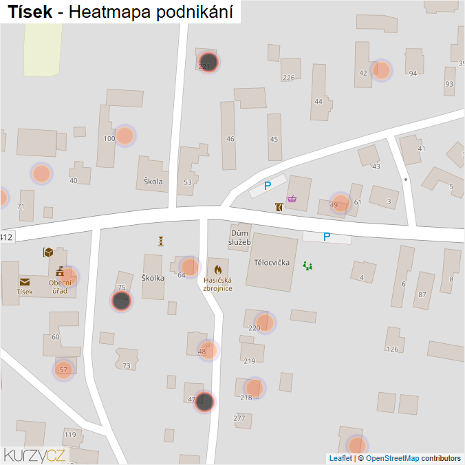 Mapa Tísek - Firmy v obci.