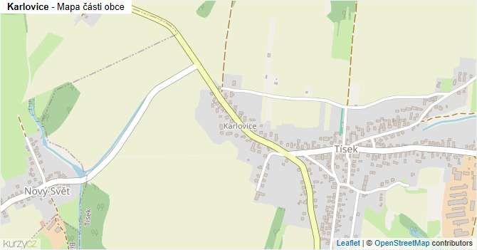 Karlovice - mapa části obce