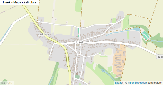 Tísek - mapa části obce