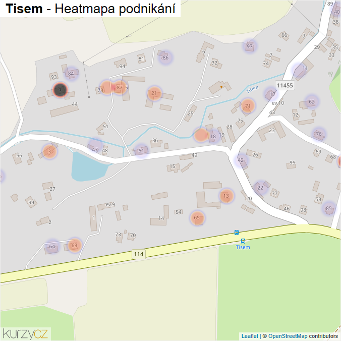 Mapa Tisem - Firmy v části obce.