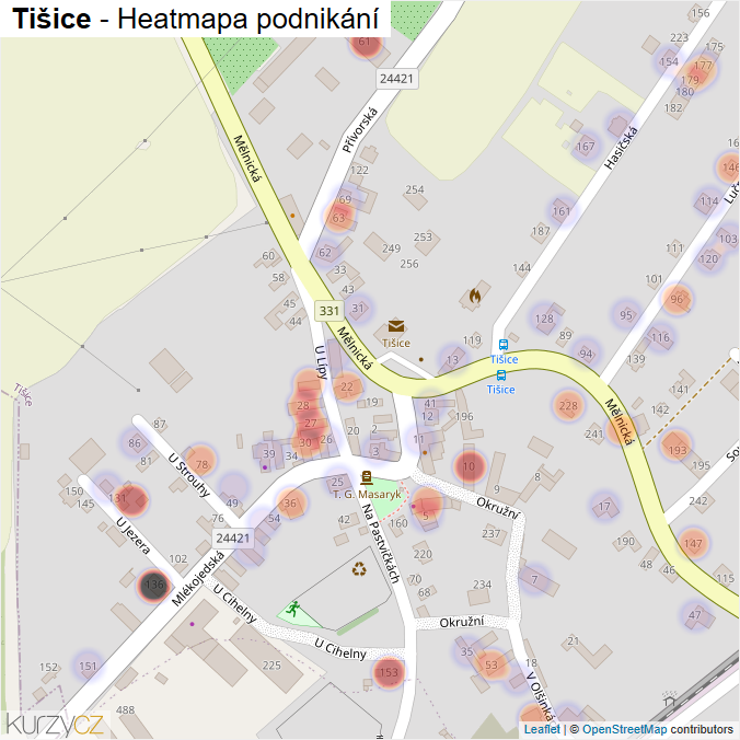 Mapa Tišice - Firmy v obci.