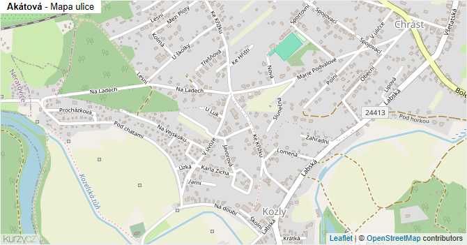 Akátová - mapa ulice