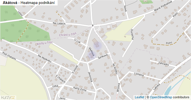 Akátová - mapa podnikání