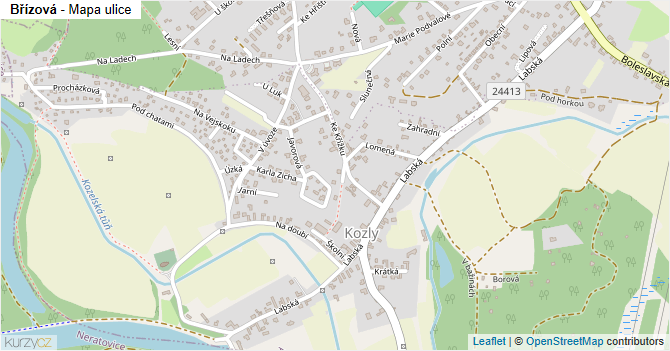 Břízová - mapa ulice