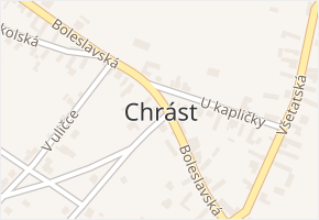 Chrást v obci Tišice - mapa části obce