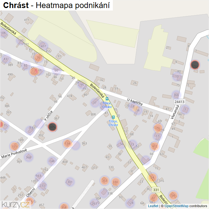Mapa Chrást - Firmy v části obce.