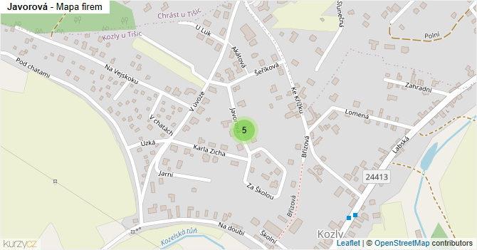 Javorová - mapa firem