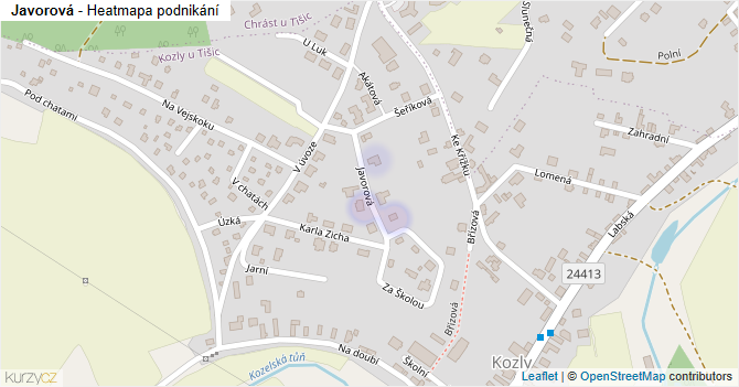 Javorová - mapa podnikání