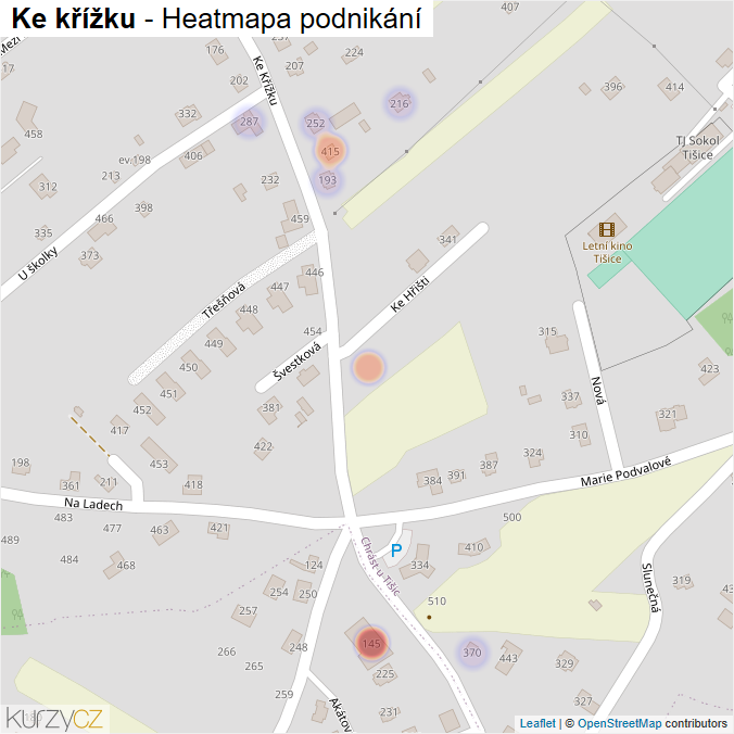 Mapa Ke křížku - Firmy v ulici.