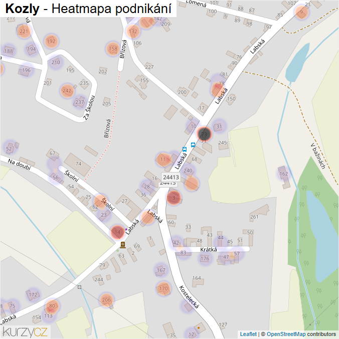 Mapa Kozly - Firmy v části obce.