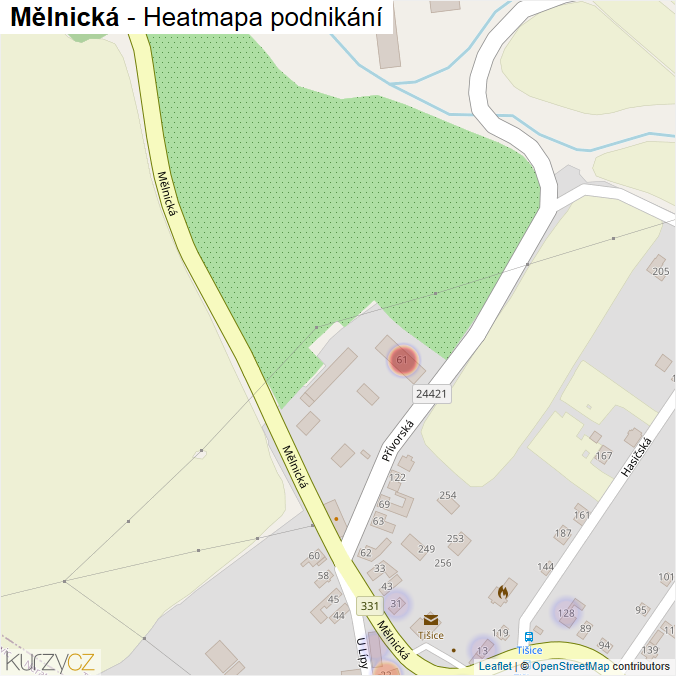Mapa Mělnická - Firmy v ulici.