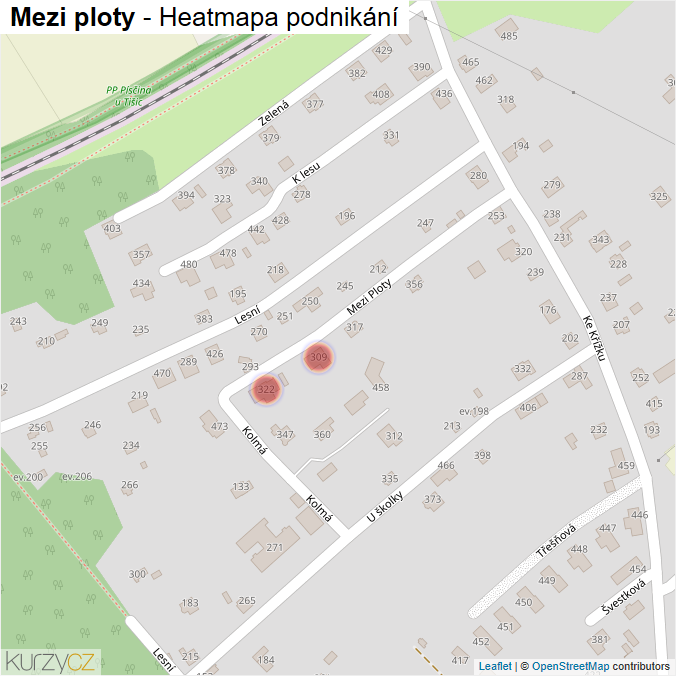 Mapa Mezi ploty - Firmy v ulici.