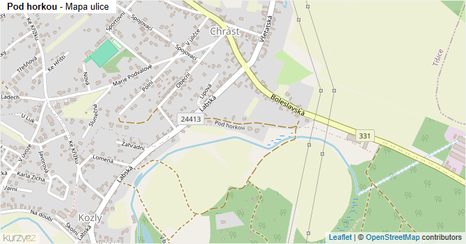 Pod horkou - mapa ulice