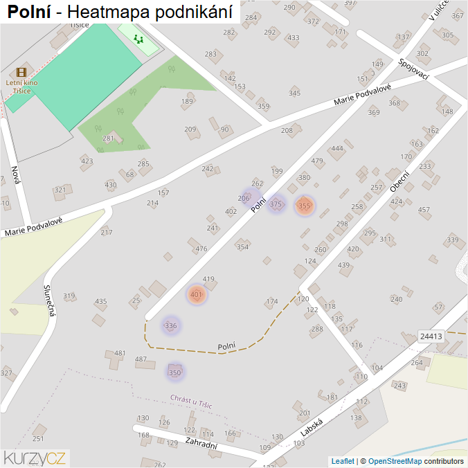 Mapa Polní - Firmy v ulici.