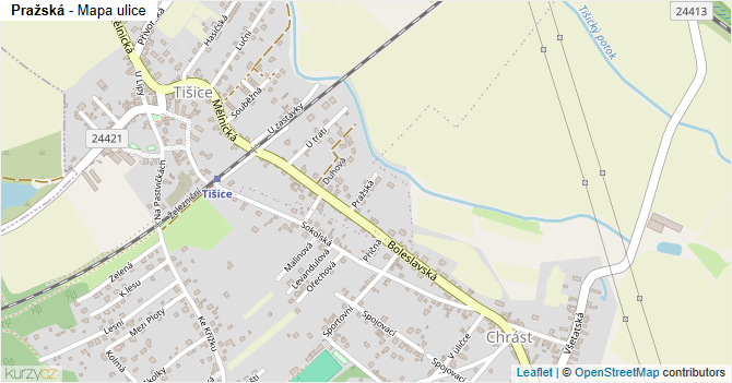 Pražská - mapa ulice