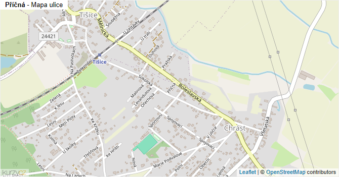 Příčná - mapa ulice