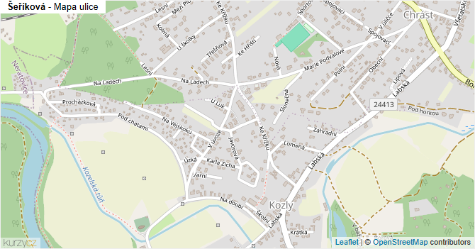 Šeříková - mapa ulice