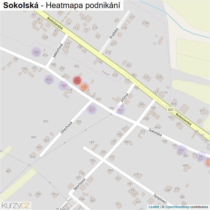 Mapa Sokolská - Firmy v ulici.