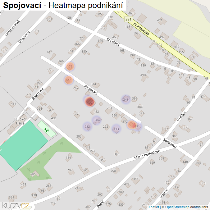 Mapa Spojovací - Firmy v ulici.