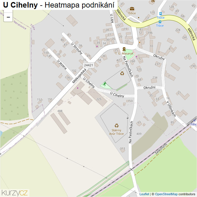 Mapa U Cihelny - Firmy v ulici.