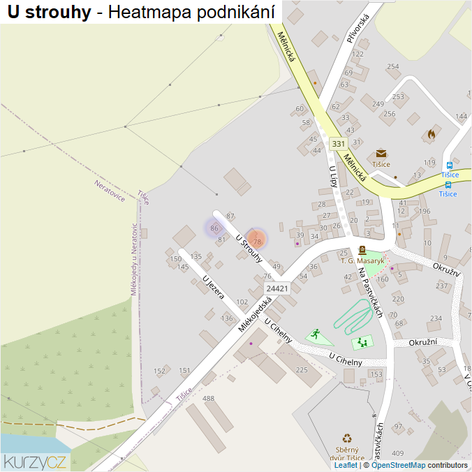 Mapa U strouhy - Firmy v ulici.