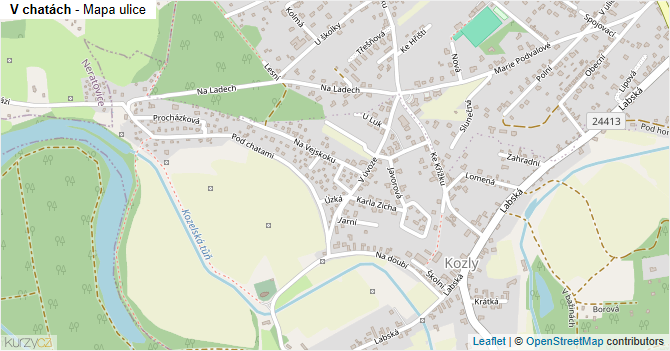 V chatách - mapa ulice